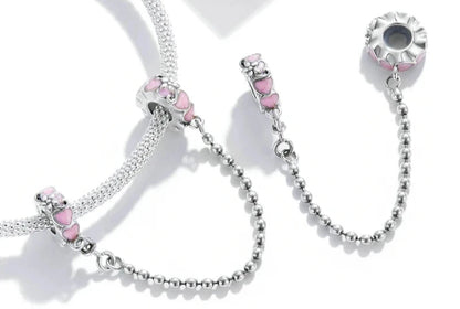 Pink Heart Safety Chain Charm