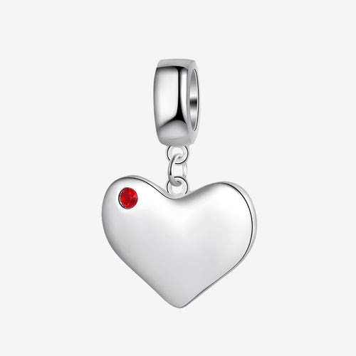 Birthstone Engravable Heart Charm