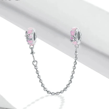 Pink Heart Safety Chain Charm