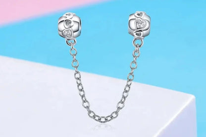 Sparkling Heart Safety Chain Charm