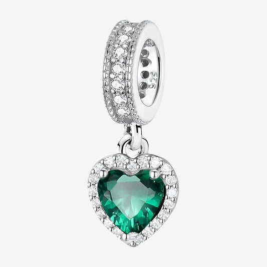 Radiant Green Heart Dangle Charm