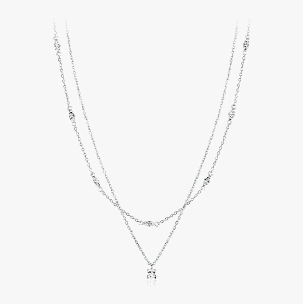 Dual Chain Moissanite Necklace