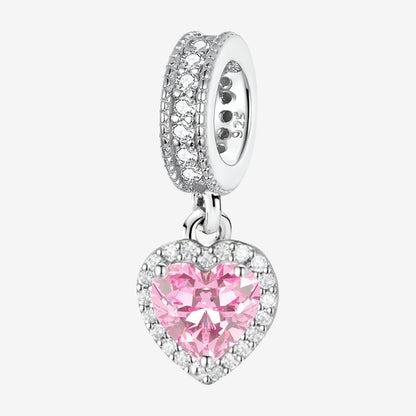 Radiant Pink Heart Dangle Charm