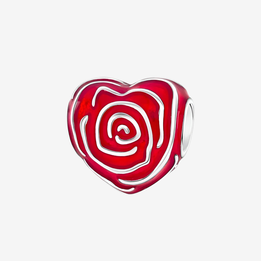 Rose Love Heart Charm